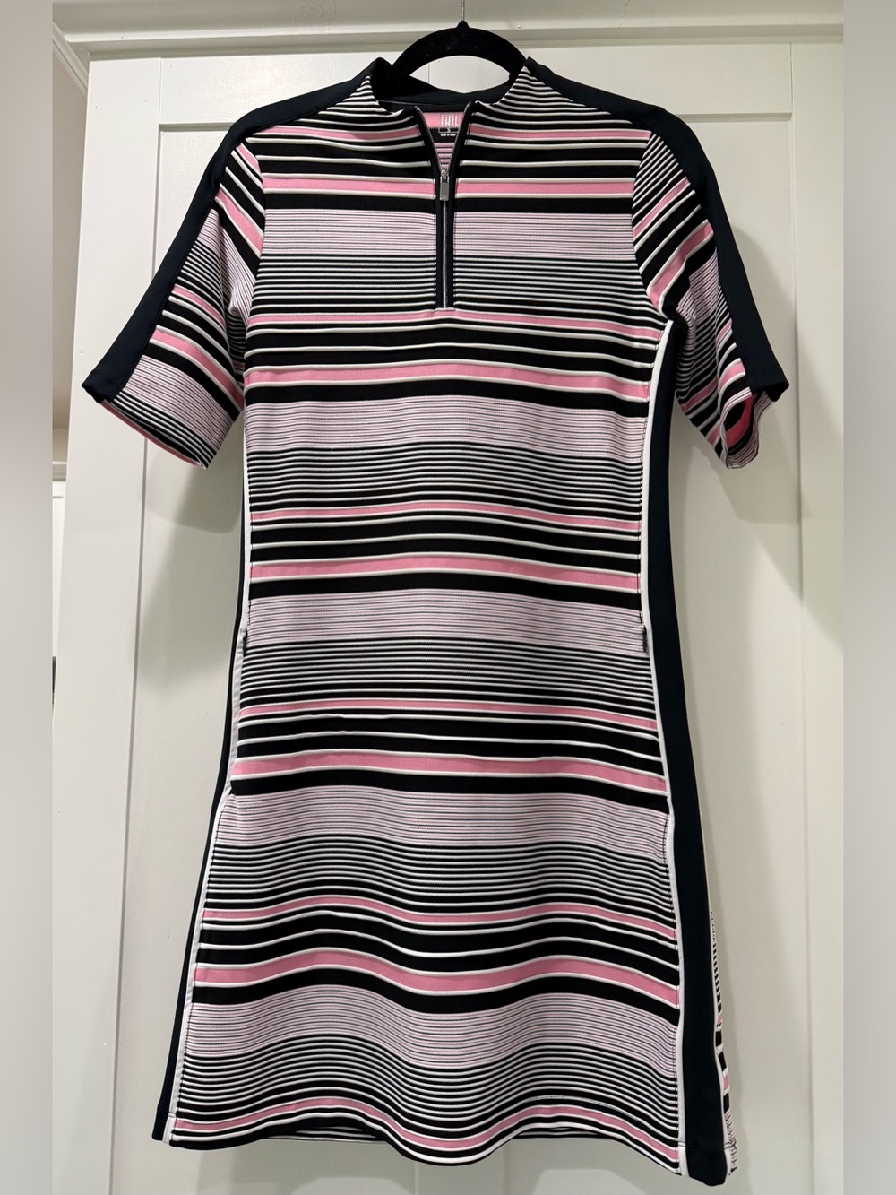 Tail Black, Pink & White Striped Short-Sleeve Mini Dress
